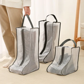 Чанта за съхранение на обувки, прозрачна чанта за обувки от PVC, устойчиви на вода обувки в дългия и късия стил, пылезащитная чанта за обувки с цип