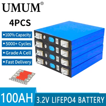 Батерия lifepo4 4шт 100Ah 3,2 На Литиево желязо фосфатная призматическая слънчевата батерия Сам 12V 24V Акумулаторна батерия 48V клас A