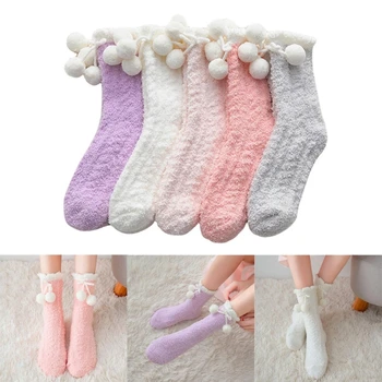 Зимните пухкави чорапи за жените, удобни меки топли чорапи, ежедневни домашни чорапи за сън, подаръци