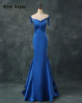Наем на Нови вечерни рокли на Русалка с реален образ, дълги вечерни рокли Vestido De Феста, сини сатен вечерни рокли, Китайски онлайн магазин