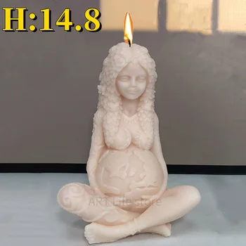 Силиконова форма за свещи Gaia Goddess 14,8 см, 3D-портрет на Майката Земя и скулптура Ръчно изработени сапун 