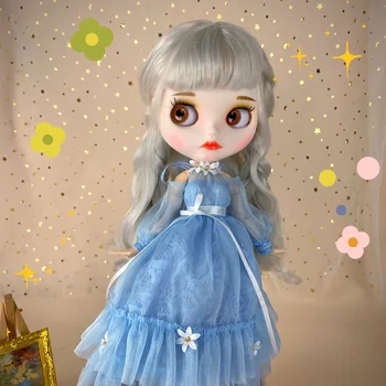 Синя рокля на принцеса DBS е Подходяща за кукли 1/6 bjd 30 см blyth icy
